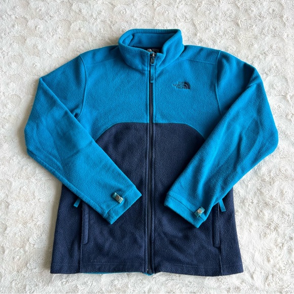 The North Face Jacket Coat Boys Large Blue Fleece Colorblock Full Zip Gorpcore - Picture 1 of 14